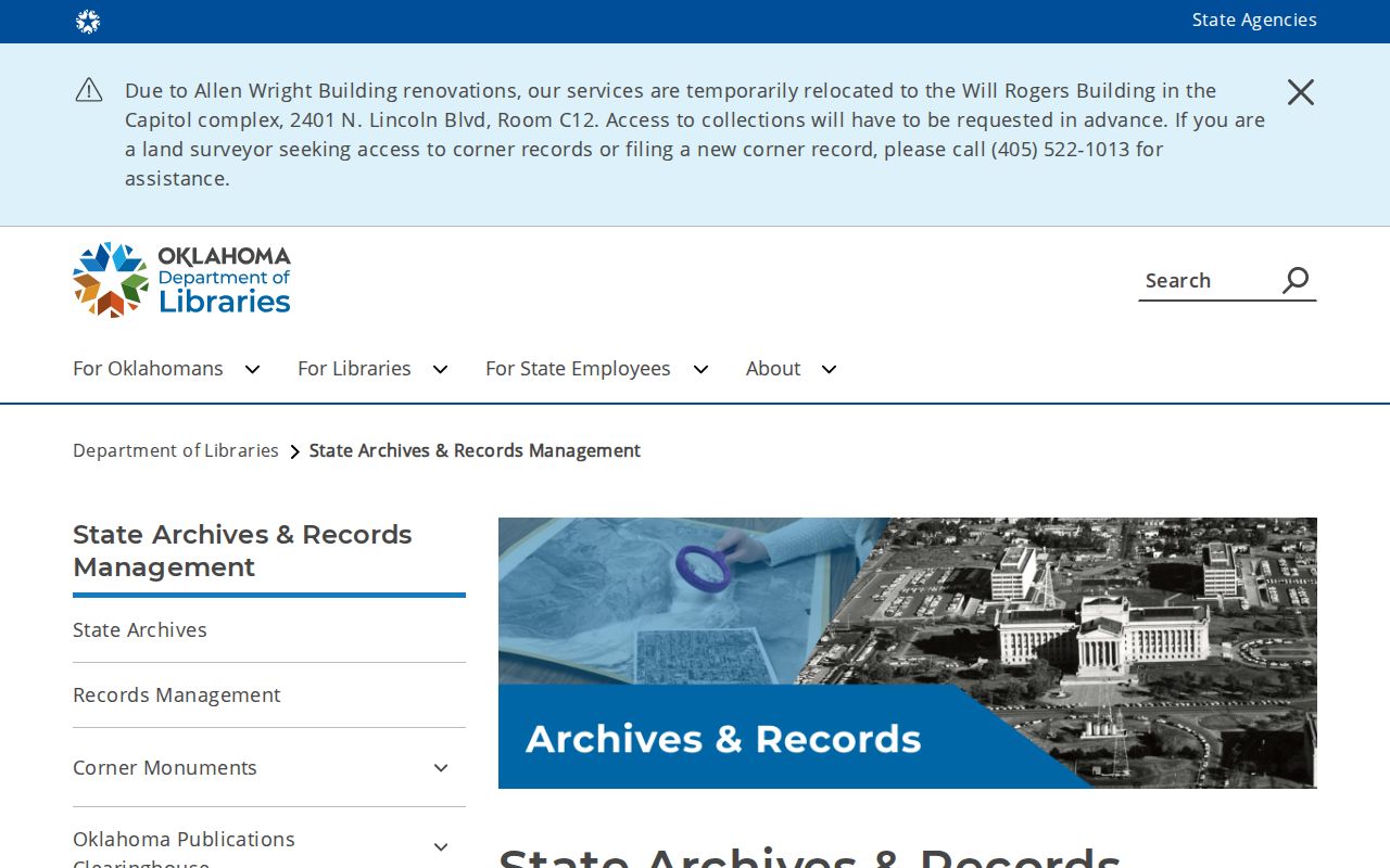 Oklahoma State Archives resource for Roger Mills County record research