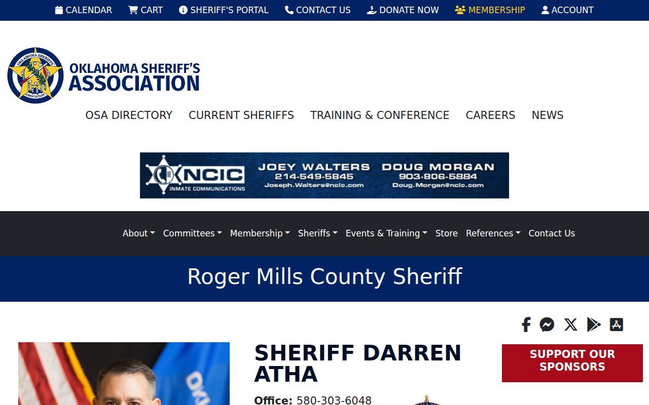 Roger Mills County Sheriff booking-record contact directory